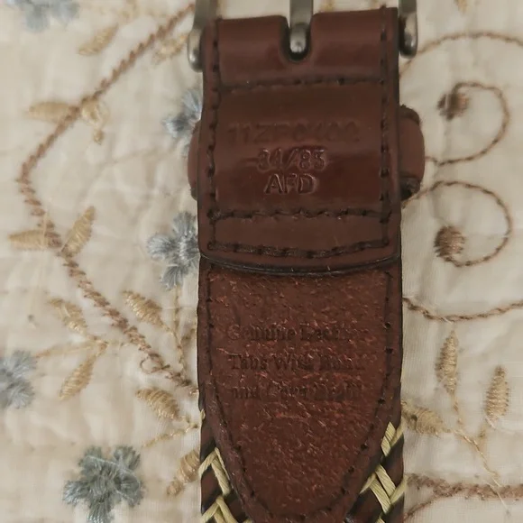 Vintage Genuine Leather Men's Belt With Cord Braids Size 34 - Picture 3 of 12